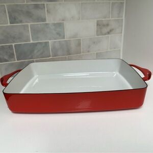 Vintage DANSK Kobenstyle Red Enamel Baking Pan With Handles MCM Style France EUC